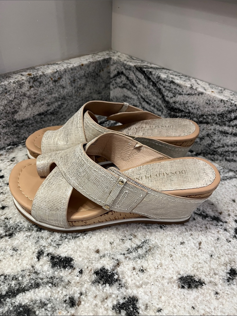 Like New Donald Pliner IRINI Wedge Sandals in Platino | Size 7.5 - Picture 4 of 9